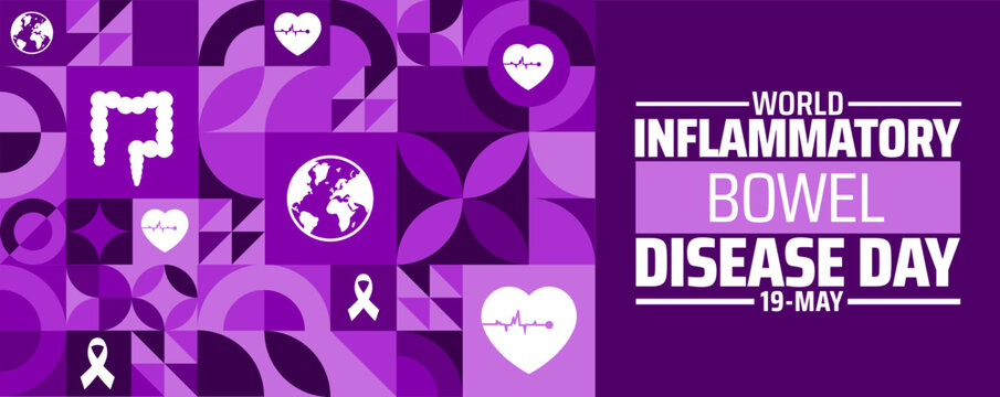 World IBD Day or World Inflammatory Bowel Disease Day Geometric shape pattern background banner or poster design template. observed every year in May. Holiday concept. Use to any Template, card.