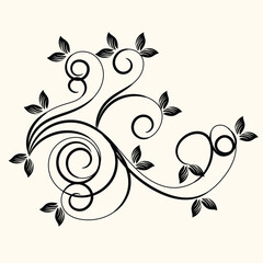 Elegant Black Floral Swirl Design Element for Invitations and Decorations