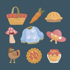 picnic object collection set in isolated background