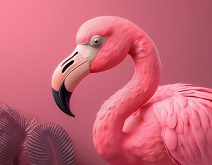 color pink flamingo animal 3d simple background