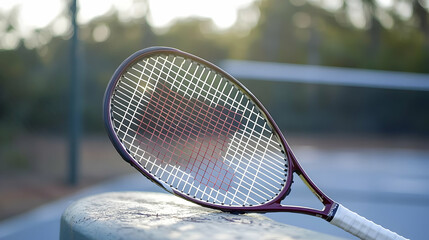 Tennis Racket On Court