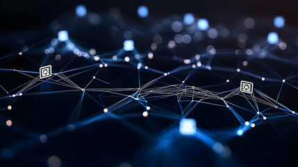 Obraz premium Abstract Network Design With Glowing Dots And Lines