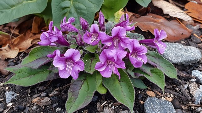 Stunning Purple Flowers in Garden Bed Blooming