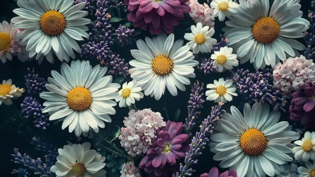 Floral pattern with daisies and wildflowers for decorative design