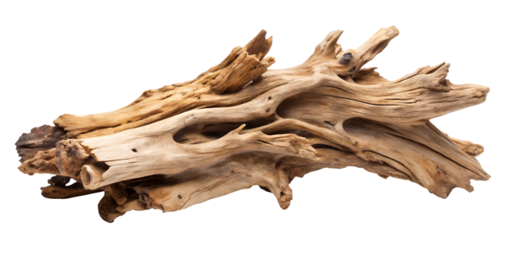 Weathered Driftwood: The image shows intricate textures, knots, and imperfections of a weathered piece of driftwood. Evoking the serene of nature's artistic creations.