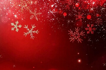 Festive Christmas Background Featuring Red Snowflakes