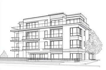 Architectural representation through continuous line drawing.