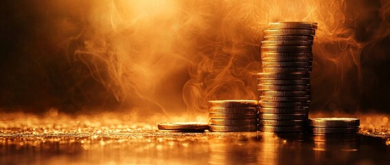 Rising Currency Value: A Symbolic Display of Gold Coins