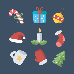 Christmas icon set in isolated background
