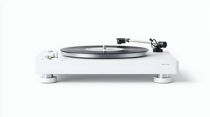 Modern White Record Player On White Background