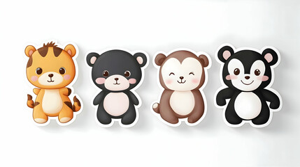 Naklejka premium Cute Bear and Tiger Friends