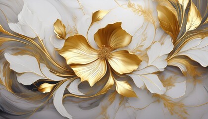 elegant white gold floral marble design pattern