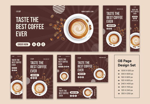 Promotional Web Ad Banner Set For Coffee Brand