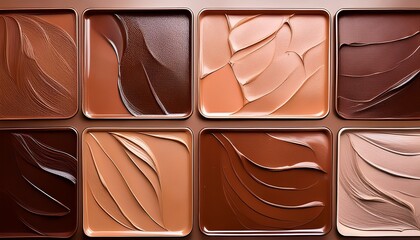 Naklejka premium different shades of brown paint swatches displayed in a grid pattern showcasing various tones and textures for artistic purposes