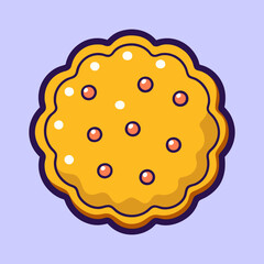 Delicious Cartoon Cookie with colorful outline and decorative sprinkles, simple design