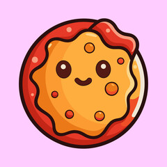A Cartoon Cookie with a Friendly Face on a Pink Background
