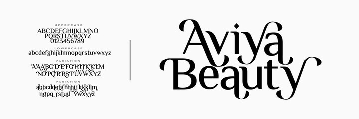 Elegant alphabet letters font logo. Typography luxury classic lettering serif fonts decorative wedding vintage retro logos, design for fashion,beauty shop and brand . vector illustration