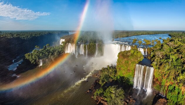 foz do iguacu cataratas com arco iris vista aerea