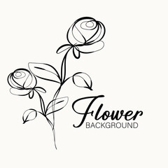 Elegant Line Art Rose Flower Background for Design Projects