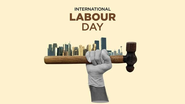 Happy Labour Day concept. 1st May- International labor day 3d concept. Labor safety and right at Workplace. World Day for Safety and Health at Work concept.