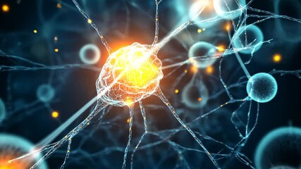 Animated Neuron Network: Neural Connections and Synapses Firing in the Brain, Neural Activity - Powered by Adobe