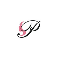 Letter P salon spa beauty handwriting