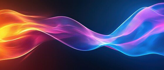 A vibrant, flowing wave of colorful light representing energy and movement against a dark background.