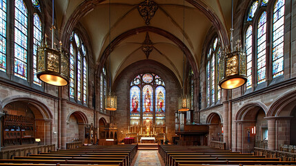 Naklejka premium Grand Interior Of A Historic European Church