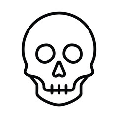Fototapeta premium Human Skull Icon Outline, Minimalist Style, Transparent Background, Halloween Symbol