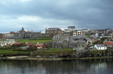 Fototapeta premium ville, port, Lerwick, Iles Shetland, Ecosse, Grande Bretagne