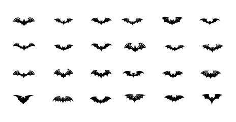 Comprehensive Collection of 72 Unique Bat Silhouettes for Halloween and Graphic Design Projects black silhouettes of birds