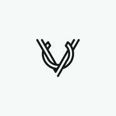 letter VU UV line art 2 lines