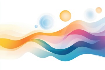 A colorful abstract design featuring flowing waves and circular shapes, evoking a sense of movement and energy.