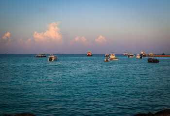 sunset over the sea at Fulidhoo island Maldives