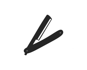 Barber razor icon. Retro razor blades. Straight razor blades silhouette icon. Barber tool for beard shave on white background