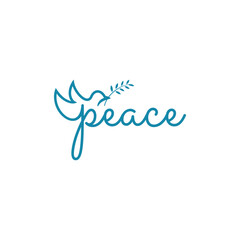 peace wordmark pigeon logo design