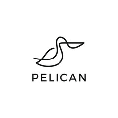 pelican bird line art logo design