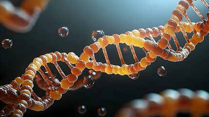 Detailed 3D Render Of Glowing Orange And Brown Dna Double Helix