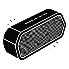 Isolated Black Vector Dancer using Element bluetooth speaker  With White Background