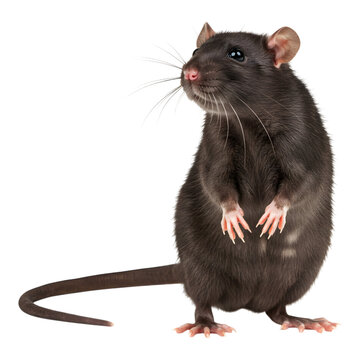 Black rat standing on hind legs, looking straight