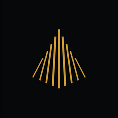 pyramid with vertical lines logo icon vector