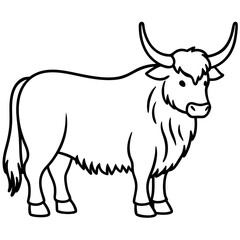 Minimalist Yak Vector Line Art
