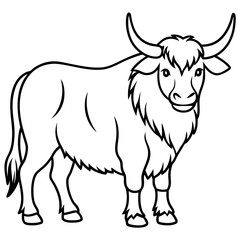 Minimalist Yak Vector Line Art