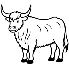 Minimalist Yak Vector Line Art