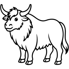 Minimalist Yak Vector Line Art