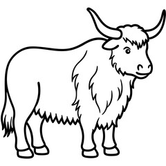 Minimalist Yak Vector Line Art