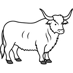 Minimalist Yak Vector Line Art