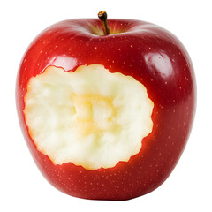 Red apple with a bite taken out, side view