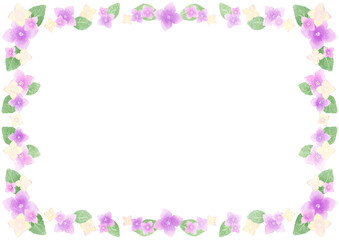 水彩で描いた紫陽花フレーム(ピンク)