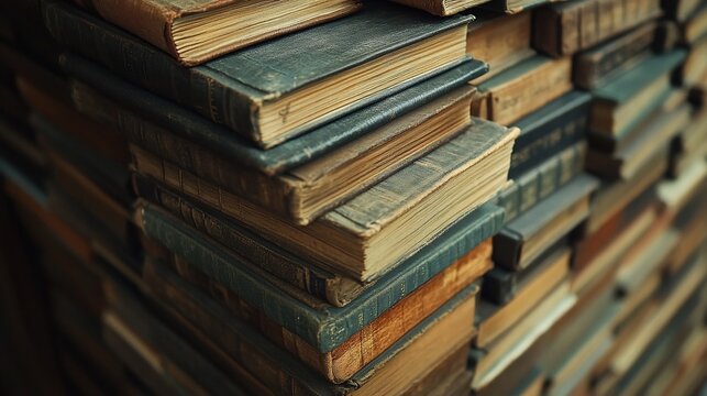 Stacked antique books evoke a sense of intellectual history and nostalgia
